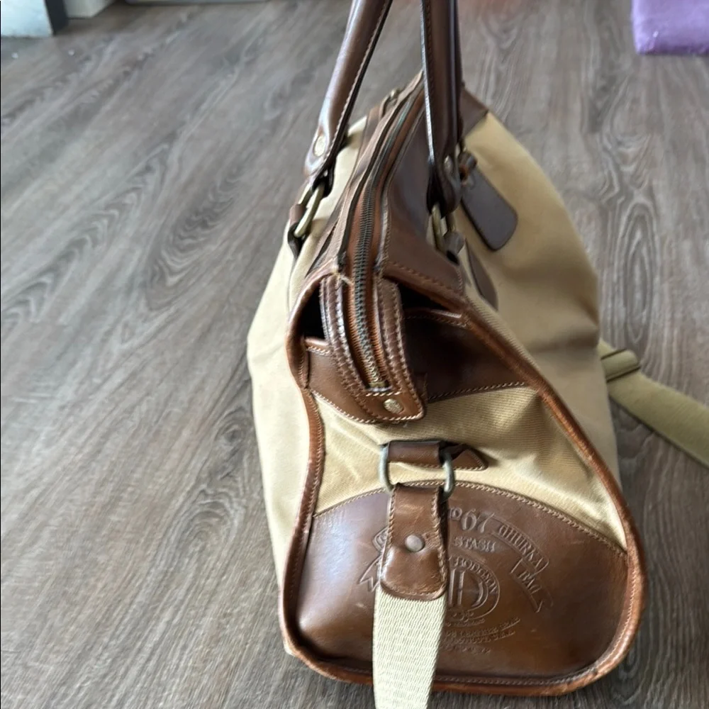 Ghurka Brown and Tan Duffel Bag with Leather Accents - Picture 3 of 7